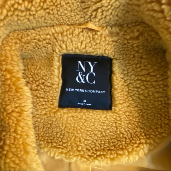 New York & Company Long Yellow Teddy Fluffy Double Breasted Coat Size Me… - Picture 6 of 12